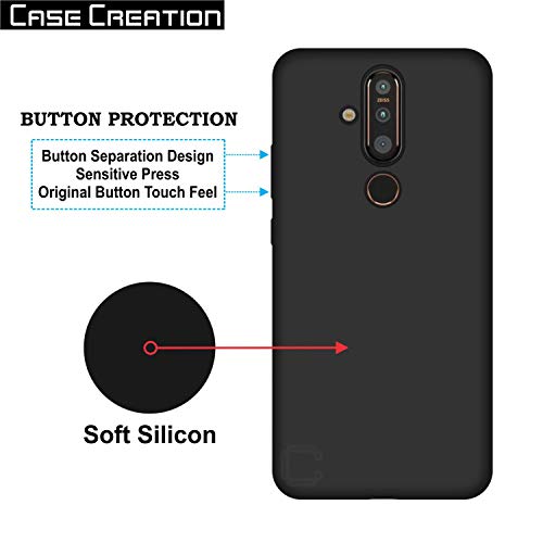 Image of Case Creation Compatible with Nokia X71 2019 Back case, Nokia X71 Slim Flexible Smart Look case with 360 Camera All Angle Protection (Pure Black)