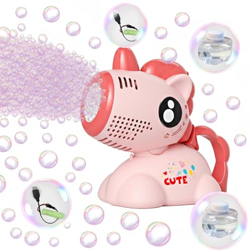 Prikpont Kids Bubble Machine Portable Unicorn Bubble Maker with Colourful Lights & Shaking Head Outdoor Automatic Bubbles Machine for Kids Aged 38 Perfect for Parties & Birthdays