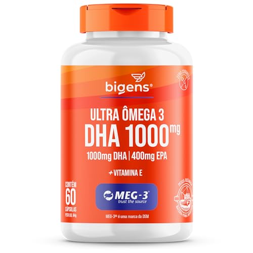 Ultra Omega 3, DHA 1000mg, 400mg EPA, com vitamina E, Certificado MEG-3, 60 Cápsulas, Bigens (Unidade)