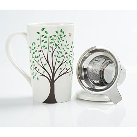 TEANAGOO Taza de té con infusor y tapa, A3A, 500 ml, árbol verde Cover