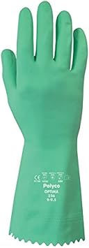 Polyco 327 Optima Chemical Resistant Flock Lined Gloves, Single Pair, Size 10/X-Large, Green