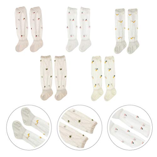 5 Pares Meias Mosquiteiro Meias Longas Para Bebê Meias Respiráveis Meias Infantis Meias Antiderrapan