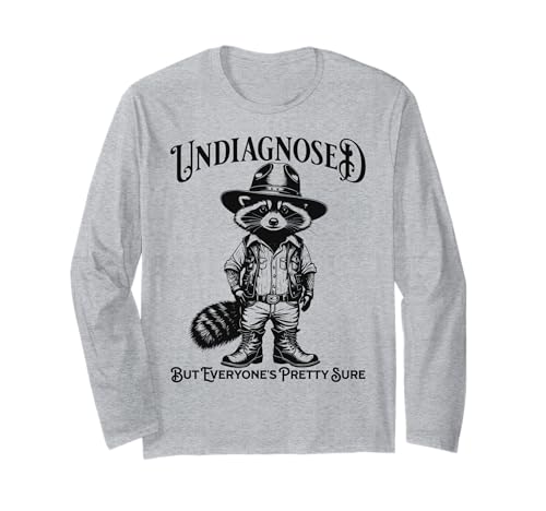 Undiagnosed But Everyone's Pretty Sure Funny Cowboy Raccoon Maglia a Manica