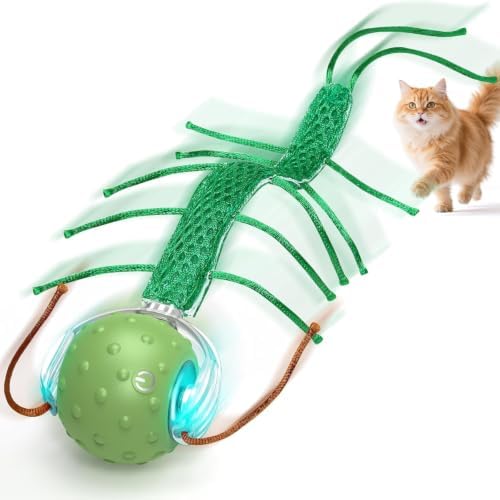 PUHOHUN Interaktives Katzenspielzeug Selbstbeschäftigung Elektrisch - Automatischer Katzenball mit Vogelgeräuschen, Katzen Spielzeug Interaktiv Leise & USB-Aufladbar für Innenberei