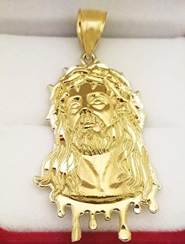 10k Yellow Gold Jesus Pendant For Mens Necklace Jesus Face Charm2