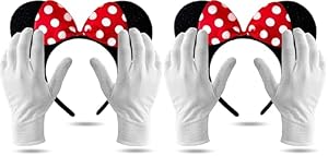 Costumed 2er Set Minnie Maus Ohren – Kostüm Set mit Handschuhen und Mausohren für Damen an Fasching & Karneval