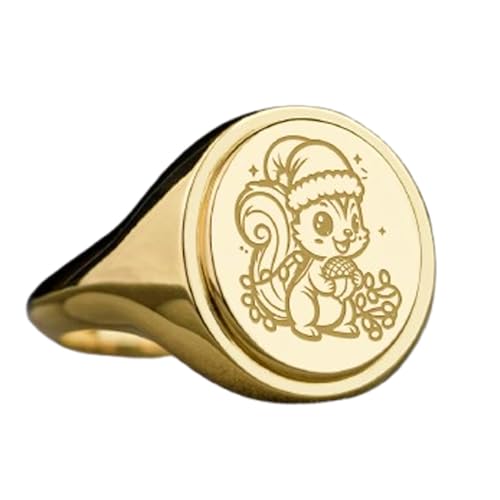 Bague Écureuil de Noël en argent, le cadeau idéal de taille 5 à 12.5 US