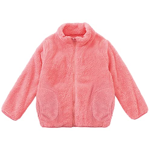 RNTOP Girls Boys Soft Fleece Jacket Long Sleeve Thicken Warm Winter Coat Kids Toddler Zip (Watermelon Red, 9-10 Years)