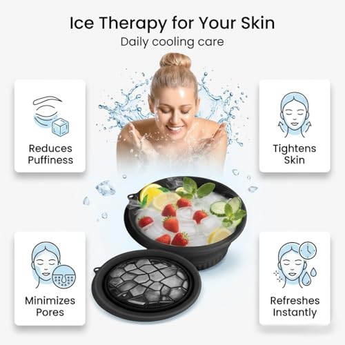 Image of Silicone Face Ice Bath Bowl with Built-in Ice Tray | Collapsible Facial Ice Bowl | Portable Face Ice Bath Mold for Skin Care & Home Spa Use