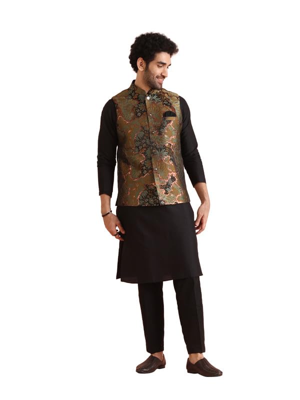 Kurta homme vert pour cérémonies et soirées habillées en coupe régulière