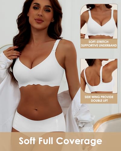 HORISUN Wireless T Shirt Bra Seamless Push Up Bralette Full Coverage V Neck Comfortable Bras for Women2