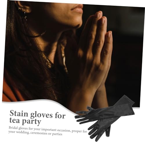 BESPORTBLE 2 Pairs 38CM Women's Satin Gloves for Weddings Parties Church Prayer Elegant Stretchy Elastic Formal Accessories3