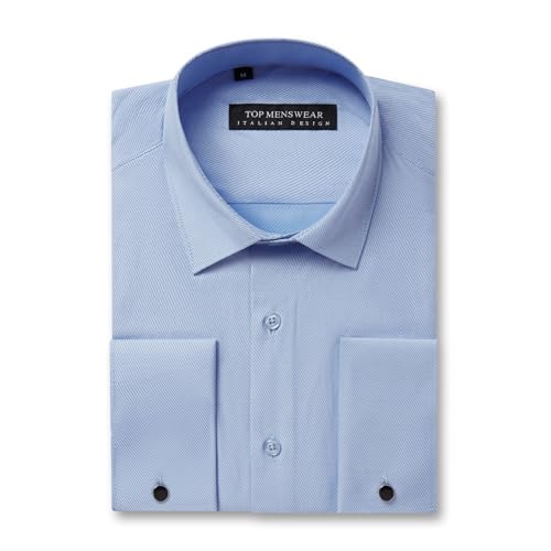 Chemise noire slim à double manchette pour homme avec boutons métalliques