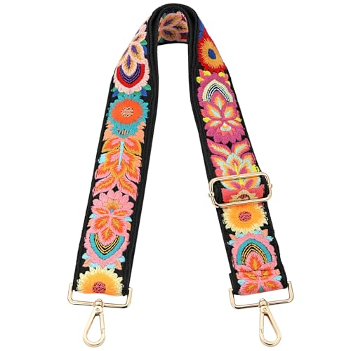 Image of Crochet Flower Purse Strap,Knit Wide Replacement Crossbody for Shoulder Strap Bag Adjustable 2inch Guitar Strap