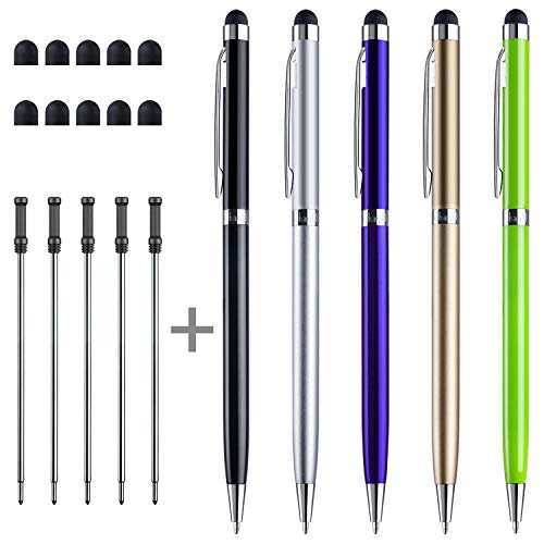 ChaoQ Stylus Pen, 5 Pack 2 in 1 Slim Capacitive Stylus and Ballpoint