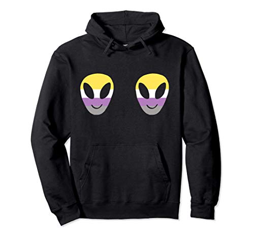 Non-Binary Alien Boobs LGBTQIA Aesthetic Pride Flag Space Sudadera con Capucha