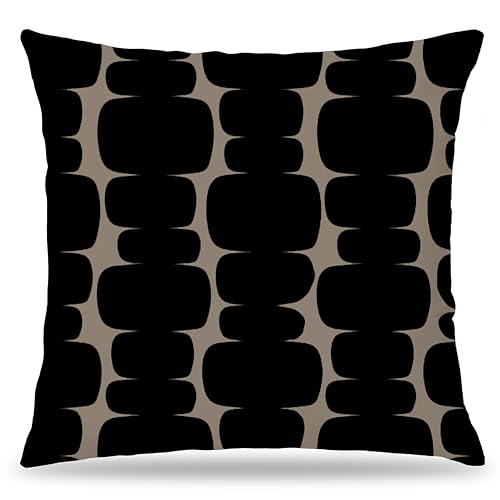 Abstract Black and Beige Pillow Covers 18x18, Retro Boho Neutral ...