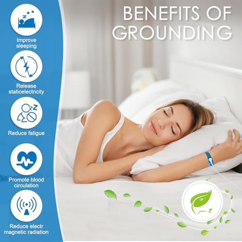 Image of Grounding Wrist Strap, Grounding Wristband Wrist Straps Grounding Wires Grounding Bracelet with 15 Feet Grounding Cord Fits Most Earthing Grounding Products for Sleep Energy Healthy (2)