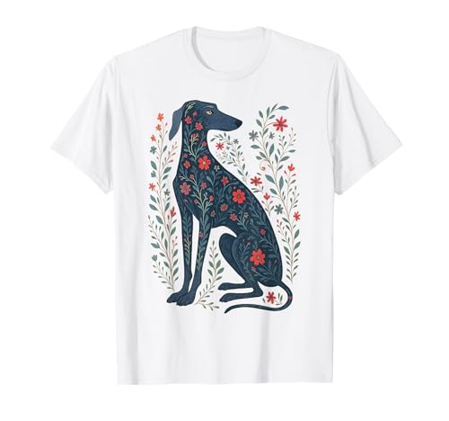 Floral Greyhound Dog Cute Pet Dog Lover Men Women Girls Kids T-Shirt