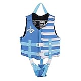 Boglia Toddler Swim Vest, Floaties for Toddlers, Kid Vest Floation Swimsuit Swimwear with Adjustable Safety Strap for Unisex Children, Stripes Light Blue S 8-18kg/17.6-39.6lb Age 1-3