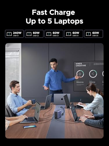 UGREEN Nexode 500W GaN Charging Station, 6-Port USB-C & USB-A with 240W Single Port, Smart Temperature Control & Space-Saving Design for iPhone 17/16/15, Galaxy S25/S24, MacBook Pro/Air, iPad, Laptops