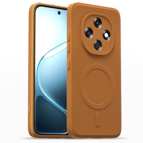 Image of Outlouders Back Cover for Oppo F31 Pro 5G Soft Matte Silicone Cover with Slim Fit | Mag-Safe Logo (Not Mag-Safe Compatible) | Shockproof | Camera Protection Bumper Case (Orange)