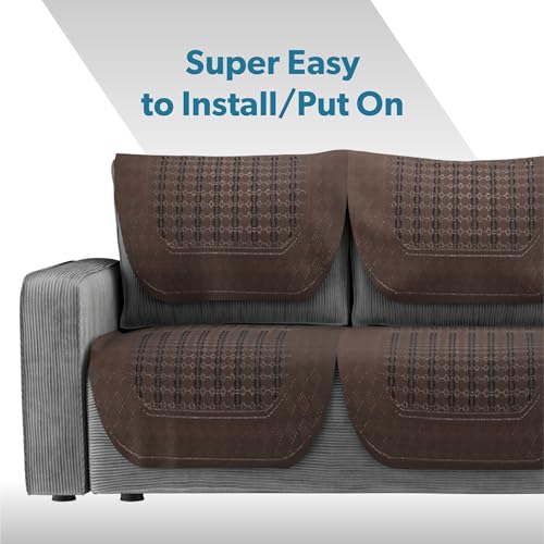 Image of Kuber Industries (Set of 10) Soft Stylish & Durable Cotton Sofa Covers 5 Seater | Aesthetic Sofa Protector /Mat & Slipcover for Hall, Living Room & Office | Galaxy 1704 - Dark Brown