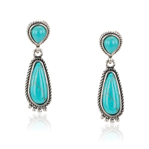 Rustic Couture's Western Turquoise Earrings Boho Vintage Country Statement Jewelry