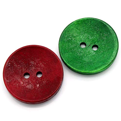 50Pcs Wood Sewing Buttons Scrapbooking 2 Holes Round Mixed For Environmental Sewing Fasteners Scrapbooking Diy Craft Dia 3Cm（1 1/8") #TOP3