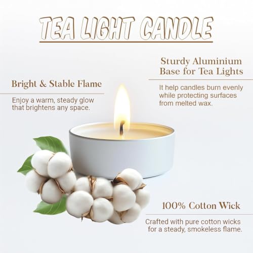 Image of JD Fresh 25 Pieces Smokeless Tealight Candles for Home /Unscented 6 Hour Long Burning Dripless Paraffin Wax Tealight /100% Cotton Wicks Candle for Decoration /Wedding /Emergencies (3.7 x 2.2 cm,White)