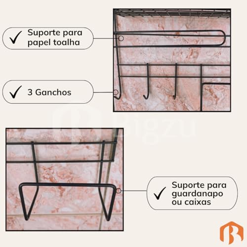 Prateleira Organizadora de Cozinha Churrasco Multiuso Ideal Para Porta Tempero, Pano de Prato, Papel