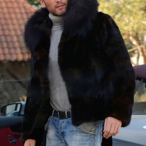 Mens Winter Coats Fashion Faux Fur Thicken Warm Jacket Cozy Plus Size Fuzzy Parka Coats Fluffy Collar Cardigan Overcoat4