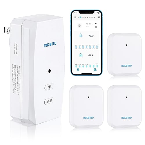 INKBIRD WiFi Thermometer Hygrometer 3 Pack with WiFi Gateway, Indoor Wireless Temperature and Humidity Sensor with App Notification Alert for Home, Greenhouse, Wine Cellar, Baby Room