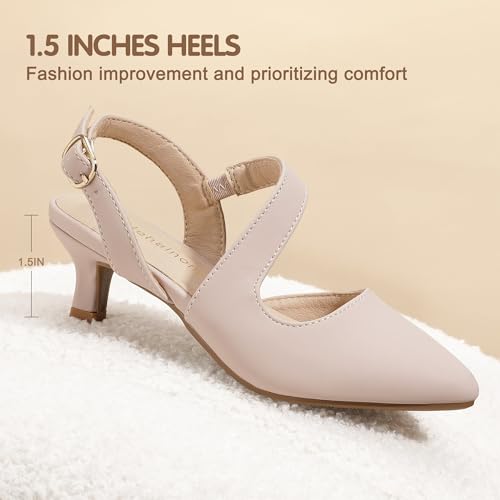 Image of Hehainom Girls Dress Shoes Kitten Heels Sandals Little Big Kids Pointed Toe Slingback Wedding Party Pumps Shoes