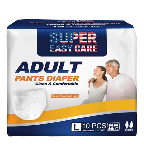 Super Easy Adult Diapers Large (10 Count) | Leakproof High A
