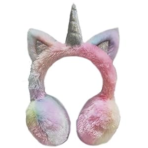 Gifts Treat Girls Earmuffs Unicorn Ear Muffs in Colorful Plush Design (colorful unicorn, M)