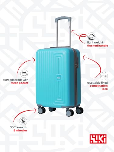 Image of Wiki Ripple Hard Shell Cabin Trolley Bag 55 cm by Wildcraft | Polycarbonate Carry-On Luggage with 8 Spinner Wheels, Combination Lock, Lightweight & Water Resistant Travel Suitcase |Teal