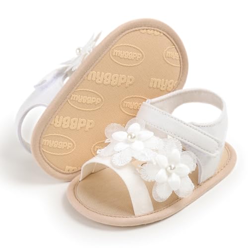 Image of HsdsBebe Baby Girls Sandals Bohemia Flower Bow Soft Sole Toddler First Walkers Beach Summer Shoes