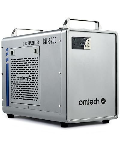OMTech Industrial 6L CW-5200 Water Chiller for Laser Engraver & Cutter, Water Chiller for CO2 Laser Engraving & Cutting Machine, 0.58hp 3.2 gpm Laser Chiller Water Cooling Machine for Laser Cutter