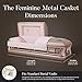 Overnight Caskets Silver Rose Metal Funeral Casket with Pink Velvet Interior - Premium 18-Gauge Steel - Fully Appointed Adult Casket - Coffin Featuring a Velvet Interior Lining w/Pillow & Throw Set