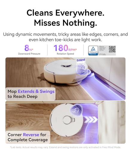 NARWAL Freo Z10 Robot Vacuum and Mop Combo, Tangle Free Robot Mop, 15,000Pa Suction, Adapts to Hard-to-Reach Areas, Self-Emptying, Mop Washing & Drying, Obstacle Avoidance, for Pet Hair & Hard Floor