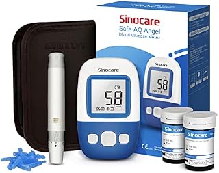 Sinocare Blood Sugar Monitor, Blood Glucose Monitor with 50pcs Blood Sugar Test Strips, Diabetes Testing Kit for Home Use UK, mmol/L, Safe AQ Angel Blood Sugar Test Kit