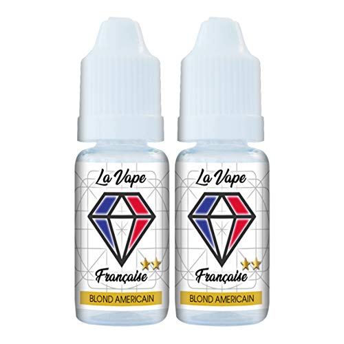 E-liquide arôme Blond Américain 20 ml / 2 x 10 ml / 50/50 PG/VG LA VAPE FRANCAISE 100% fabriqué en France pour e-cigarette et Vapoteuse, Sans Tabac, Sans Nicotine qualité supérieure