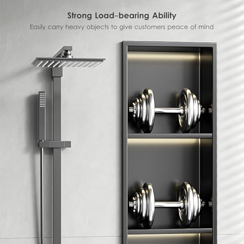 LED Illuminated Stainless Steel Shower Niche - Recessed Over Mount, No Tile Required, Ideal for Modern Bathrooms, Space-Saving Design, Easy Installation