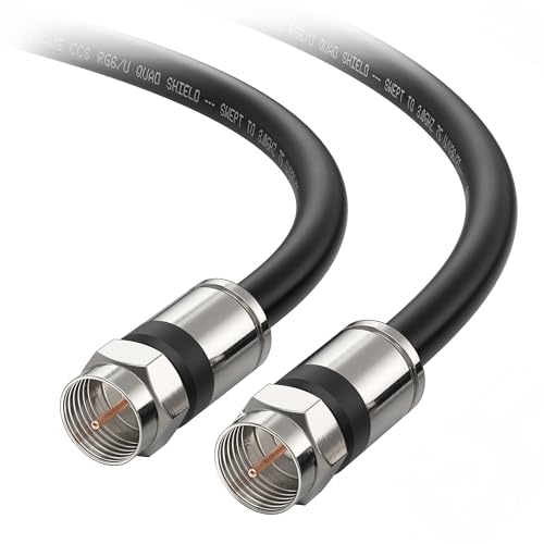 Cable Matters RG6 Coaxial Cable - 10ft, [CL2 Rated for in-Wall Use](CM) Quad Shield Coaxial Cable, RG6 Coax Cord for TV, Digital Router, Satellite Receiver and More, Black