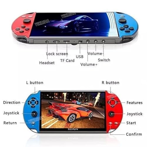 Image of VikriDA Handheld Game Players Double Rocker 8GB Memory Built in 10000 Games MP5 Multifunctional Inbuilt Camera - 4.3In X7 Video Game Console