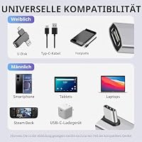 Duttek Angled USB C (2 Stück) USB C Stecker auf Buchse Adapter - 40Gbps Datenübertragung, 240W Charging, 8K Video kompatibel für Thunderbolt 4/3, MacBook, Tablet und weitere Type C Geräte – Ansicht 5