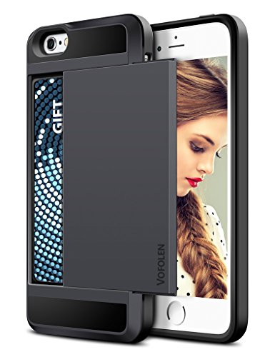 Vofolen Sliding Cover for iPhone 5S Case iPhone 5 Case Impact Resistant iPhone 5S Cover [Card Slot Wallet Case] Anti-scratch Bumper Skin Hybrid Shield Armor Protective Shell for iPhone 5 5S SE - Black