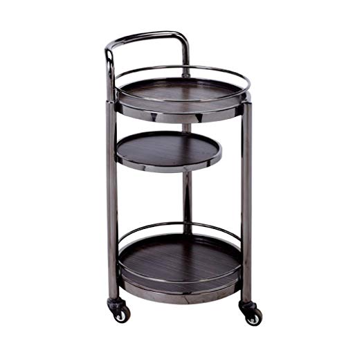 Carrello multifunzione Carrello di servizio alberghiero, tre piani in legno massiccio/vetro vino carretto di vetro, carrello da pranzo in acciaio inossidabile, tavolo da portata per ristoranti e hotel
