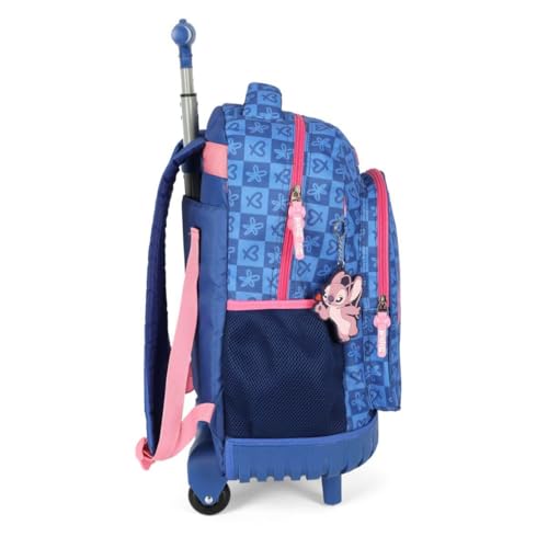 Mochila Infantil Rodinha Stitch com Lancheira e Estojo Azul